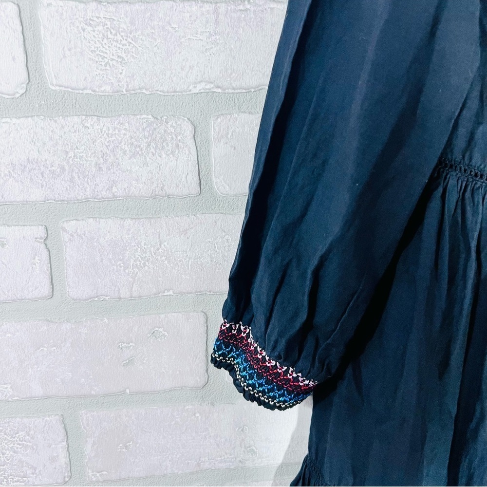 Free People Black Off-Shoulder Mini Dress with Floral Embroidery Size M - Picture 8 of 14